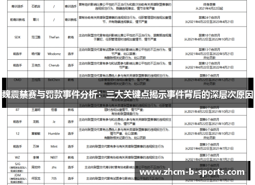 魏震禁赛与罚款事件分析：三大关键点揭示事件背后的深层次原因